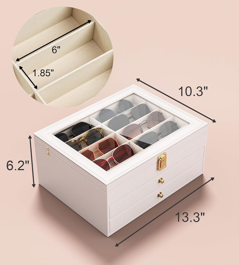 NEWLOOP Store 10/30 Slots Sunglass Organizer for Multiple Pairs of Eyeglass See-through Display Case Storage Box for Women Men - Image 5